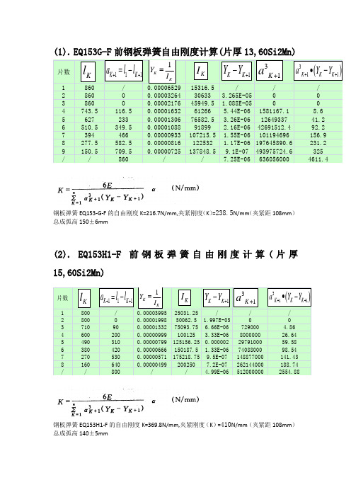 EQ153系列钢板弹簧刚度计算