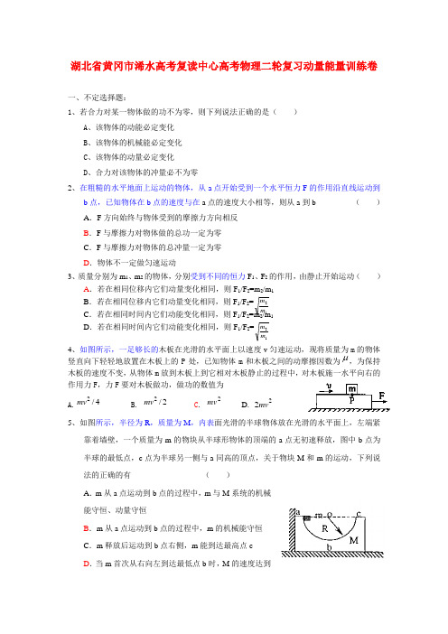 湖北省黄冈市浠水高考复读中心高考物理二轮复习动量能量训练卷