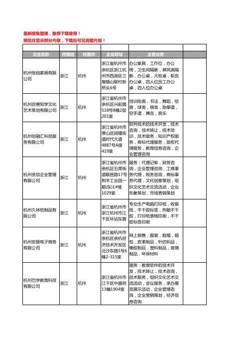 新版浙江省杭州电脑工商企业公司商家名录名单联系方式大全400家