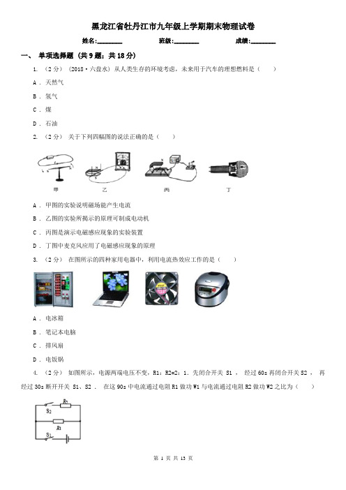 黑龙江省牡丹江市九年级上学期期末物理试卷