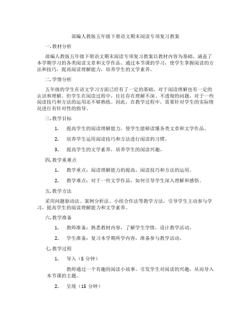 部编人教版五年级下册语文期末阅读专项复习教案