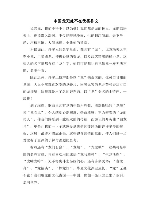 中国龙无处不在优秀作文