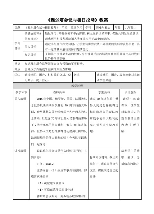 《雅尔塔会议与德日投降》教案