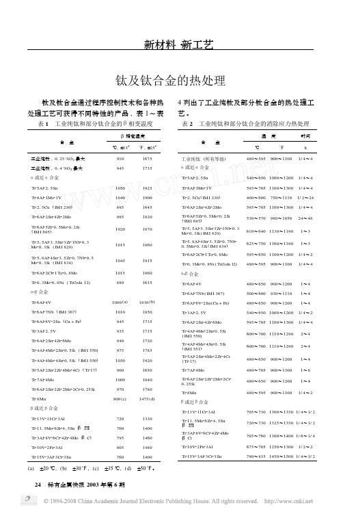 钛及钛合金的热处理