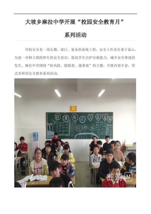 大坡乡麻拉中学开展“校园安全教育月”系列活动