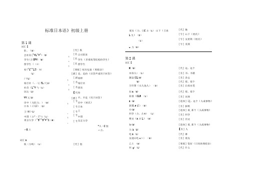 标准日语初级单词表大全