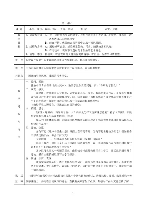 (完整word版)岭南版四年级下册美术教案1