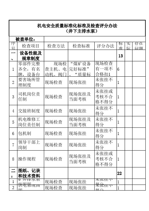 主排水泵房检查标准