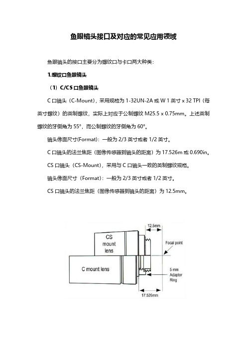 鱼眼镜头接口及对应的常见应用领域