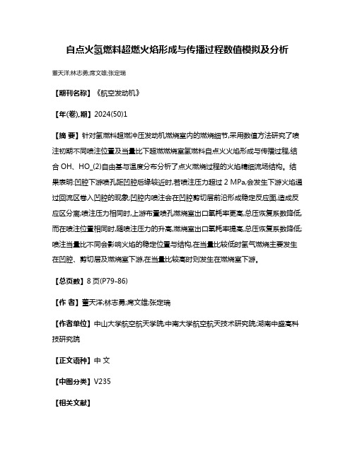 自点火氢燃料超燃火焰形成与传播过程数值模拟及分析