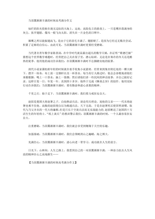 精选当羽翼渐渐丰满的时候高考满分作文