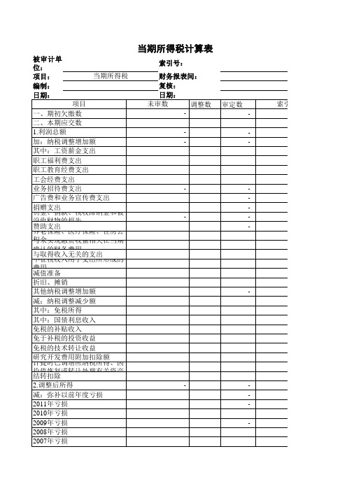 所得税精算表含公式