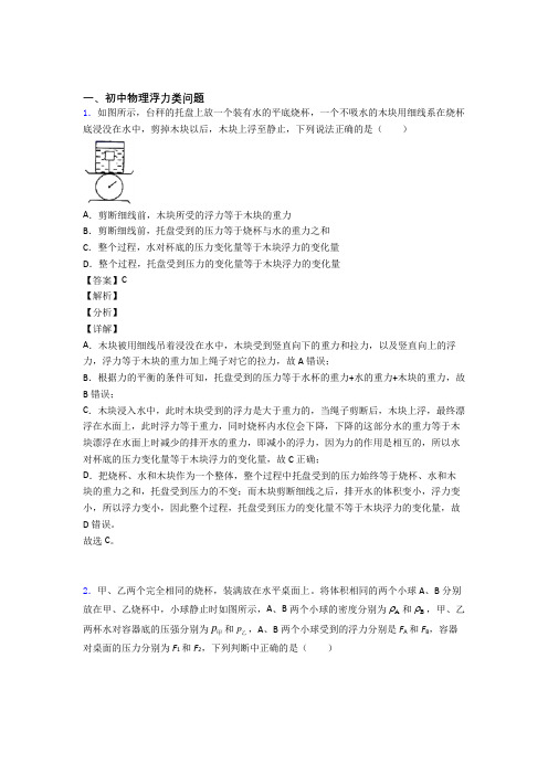 2020-2021备战中考物理与浮力类问题有关的压轴题