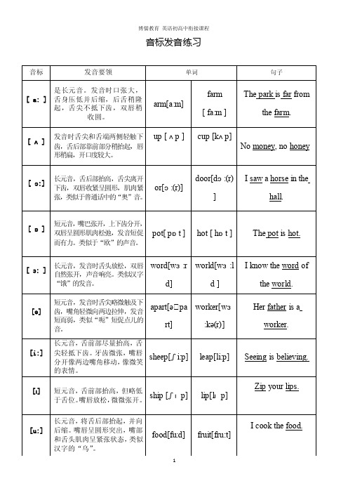 48个国际音标发音练习题册