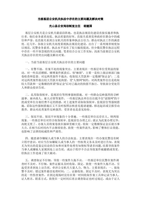 当前基层公安机关执法中存在的主要问题及解决对策