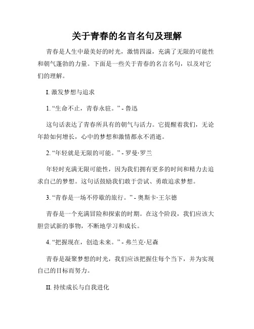 关于青春的名言名句及理解