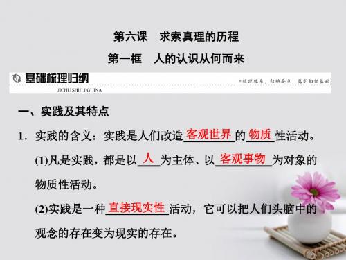 高中政治第六课求索真理的历程第一框人的认识从何而来课件新人教版必修4