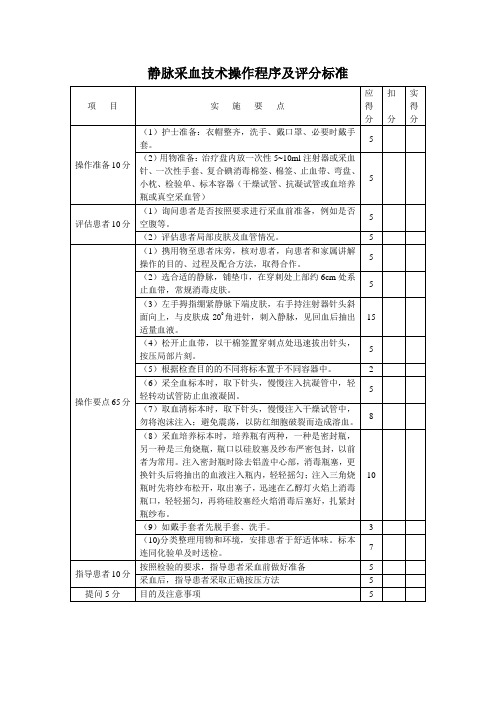 静脉血标本的采集技术操作规程