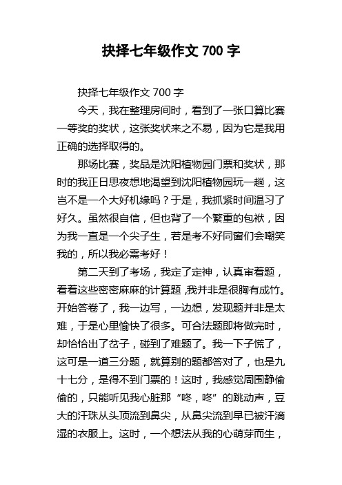 抉择七年级作文700字