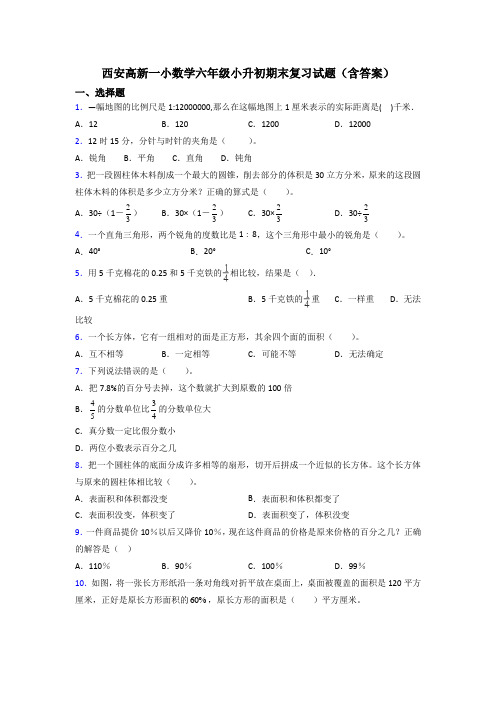 西安高新一小数学六年级小升初期末复习试题(含答案)