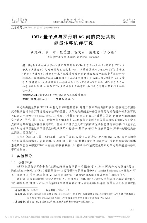 CdTe量子点与罗丹明6G间的荧光共振能量转移机理研究