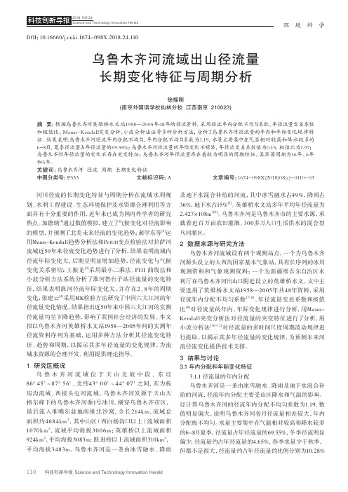 乌鲁木齐河流域出山径流量长期变化特征与周期分析