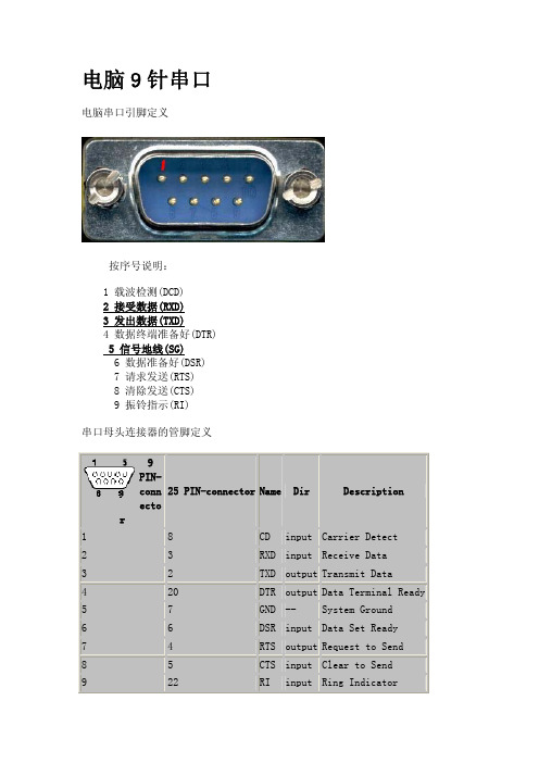 RS232 9针串口定义