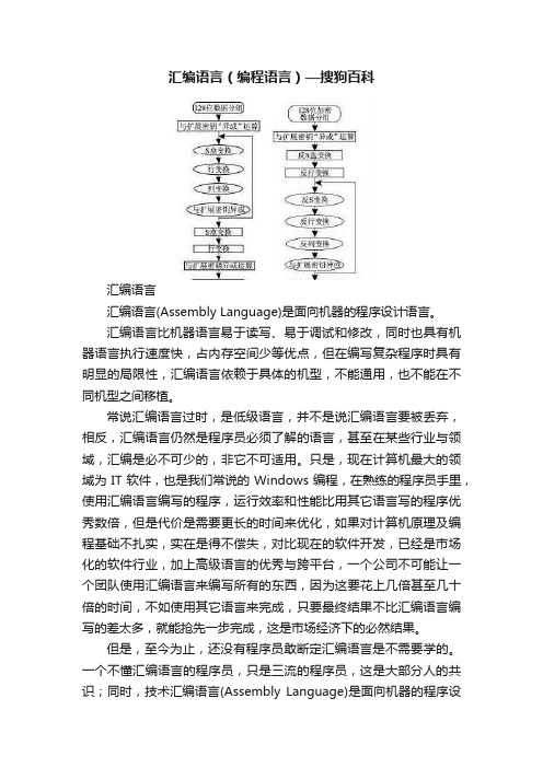 汇编语言（编程语言）—搜狗百科