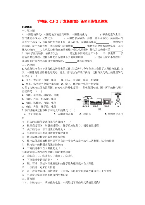 九年级物理下册《开发新能源》同步练习1 沪粤版