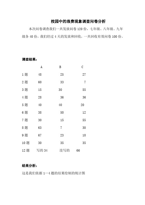 校园中的浪费现象调查问卷分析