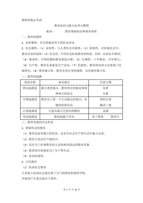 教师资格证考试教育基础知识和基本原理必背知识点