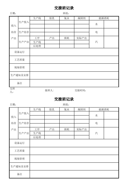 交接班记录表