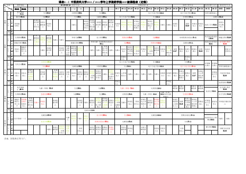 中国药科大学--课表4—药学院2009级课表(定稿)