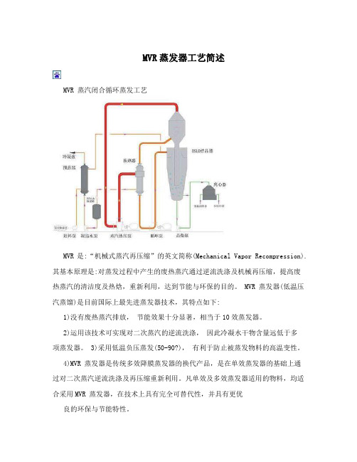 MVR蒸发器工艺简述