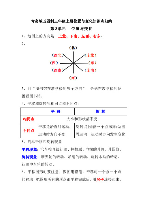 位置与变化知识点归纳