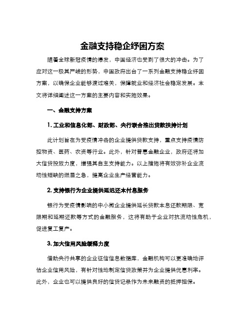 金融支持稳企纾困方案