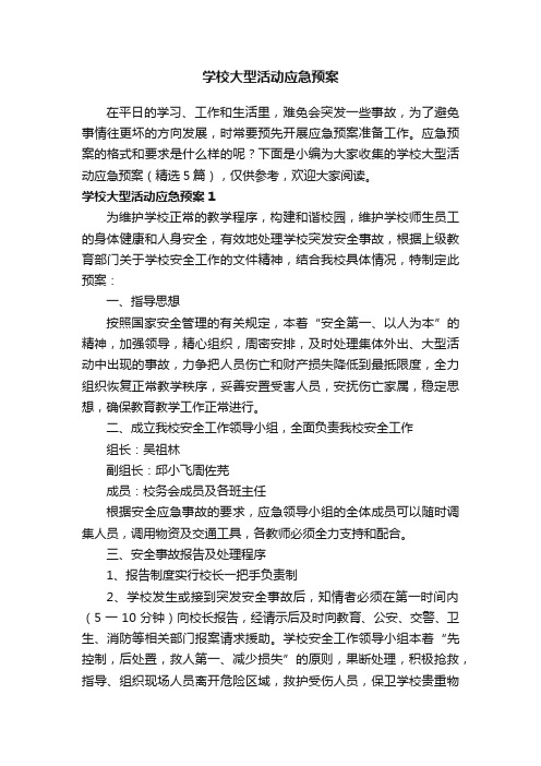 学校大型活动应急预案（精选5篇）