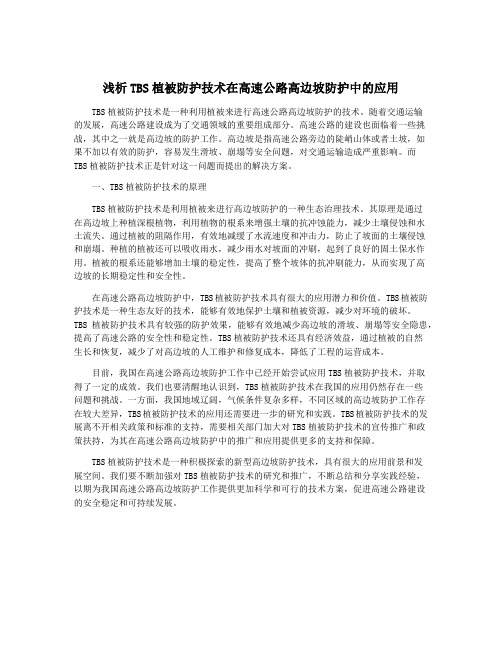 浅析TBS植被防护技术在高速公路高边坡防护中的应用