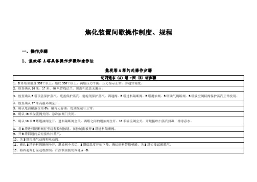 焦化间歇操作制度和操作规程