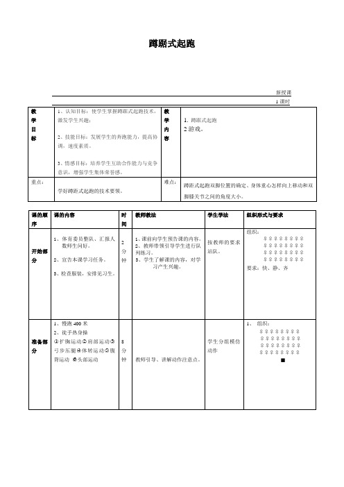 蹲踞式起跑教案