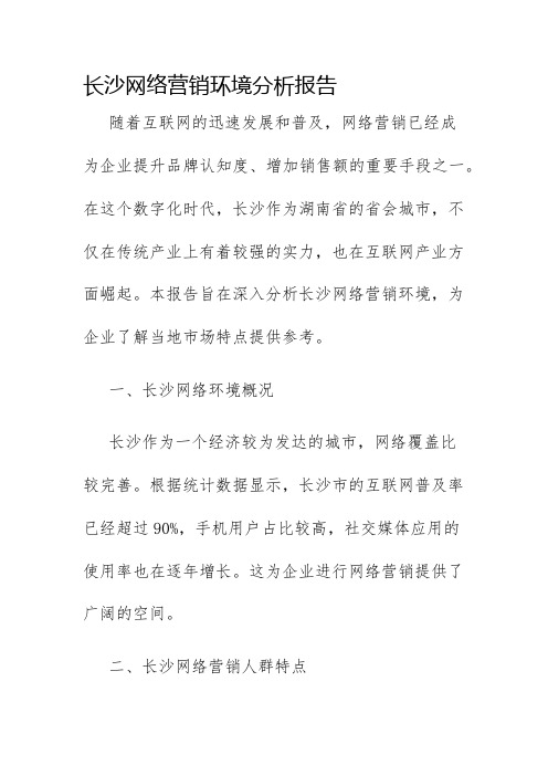 长沙网络营销环境分析报告