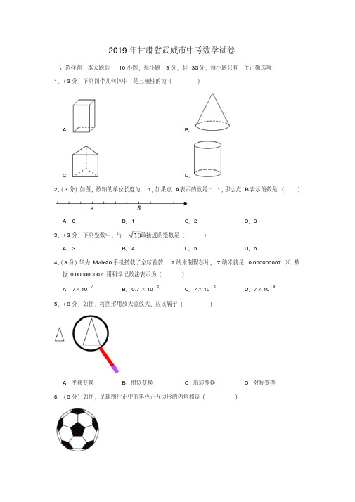 【中考真题】甘肃省武威市2019年中考数学试卷(解析版)-精选