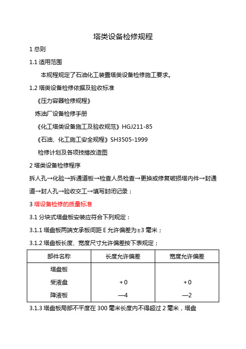 塔类设备检修规程