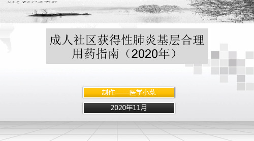 2020年成人社区获得性肺炎基层合理用药指南