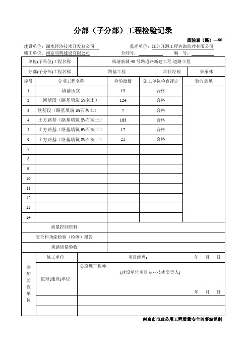 分部工程质量检验记录(全部)