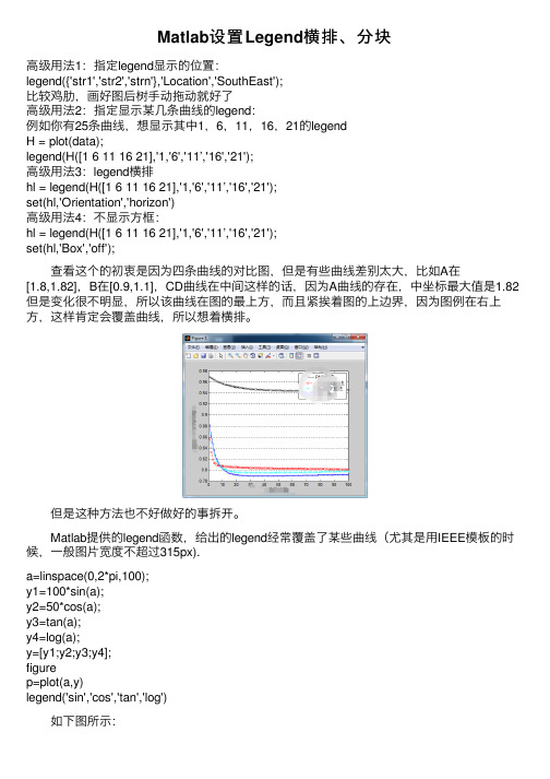 Matlab设置Legend横排、分块