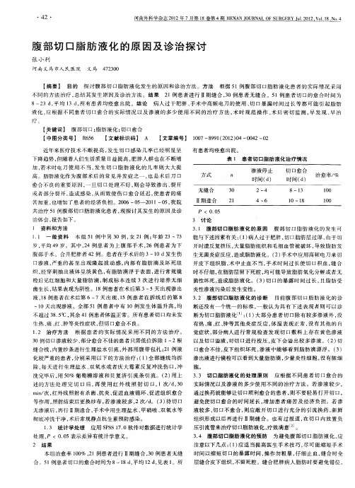 腹部切口脂肪液化的原因及诊治探讨