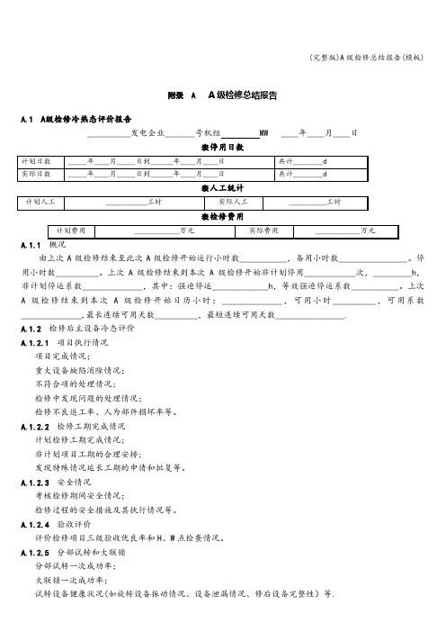 (完整版)A级检修总结报告(模板)