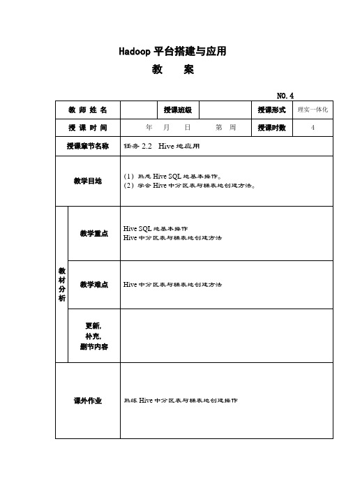 Hadoop平台搭建与应用教案-Hive的应用教案