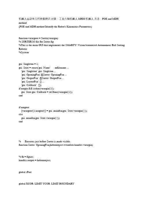 Sorter工业六轴机器人MH80机器人方法matlab程序代码